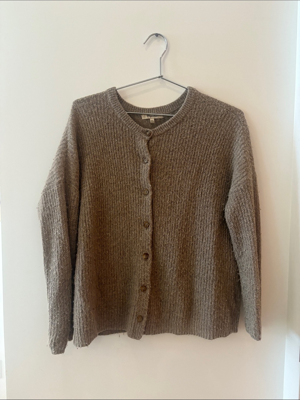Madewell Taupe Button-Up Cozy Knit Cardigan